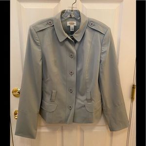 Talbots slate blue blazer lined with epaulettes 12